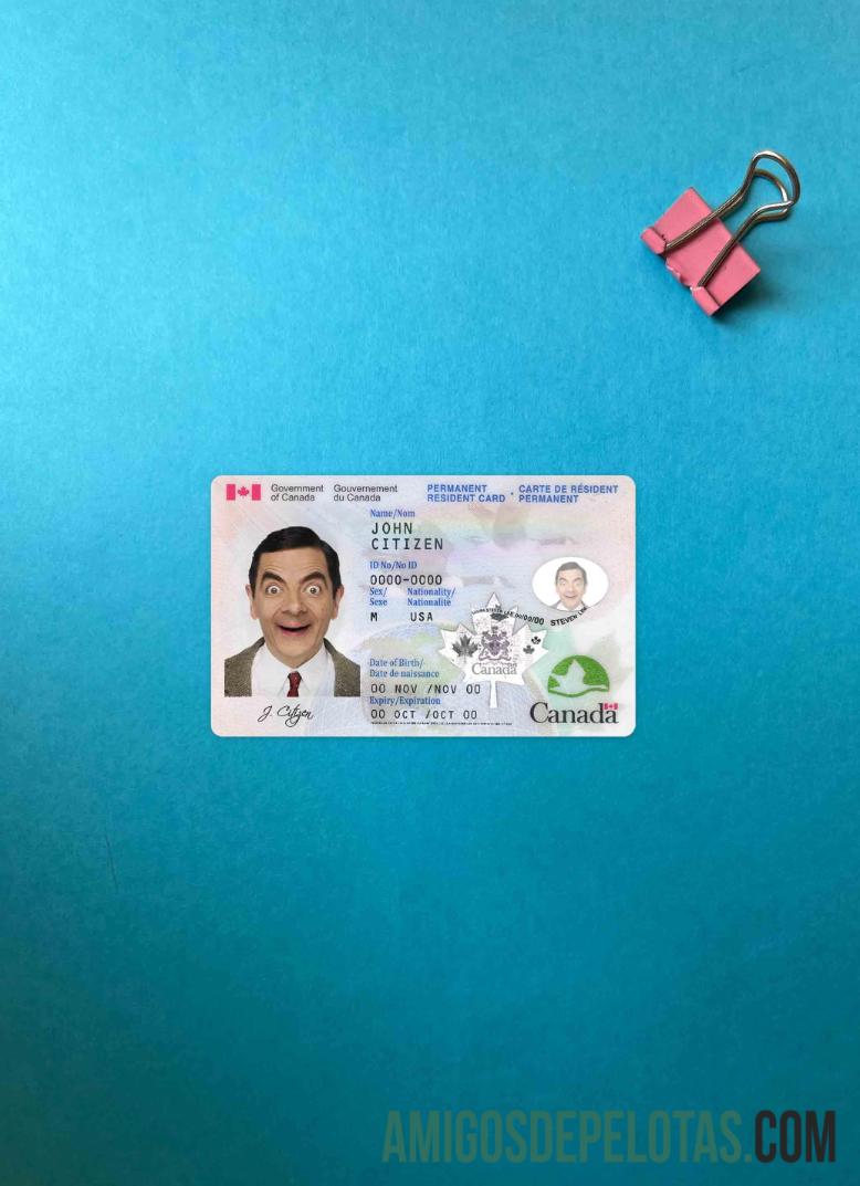 Cartão de Residente Permanente do Canadá Photolook FRONT exemplo real